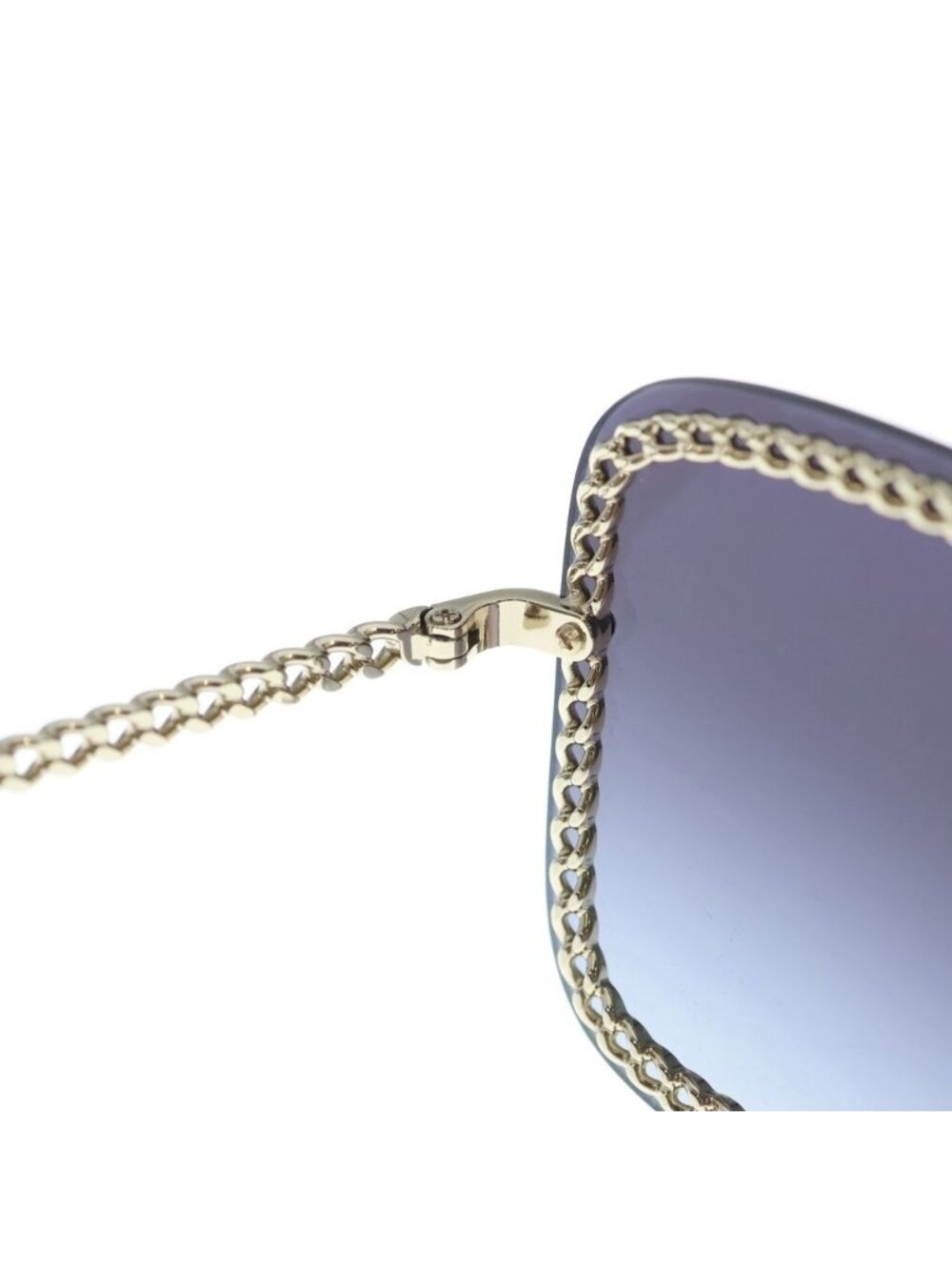 Chanel CC Logo Square Chain Sunglasses Gold Frame Gradient Lens Black Eyewear - Picture 4 of 6